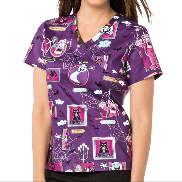 Koi Medical Uniform Scrub Top Halloween - Picture 3 of 3
